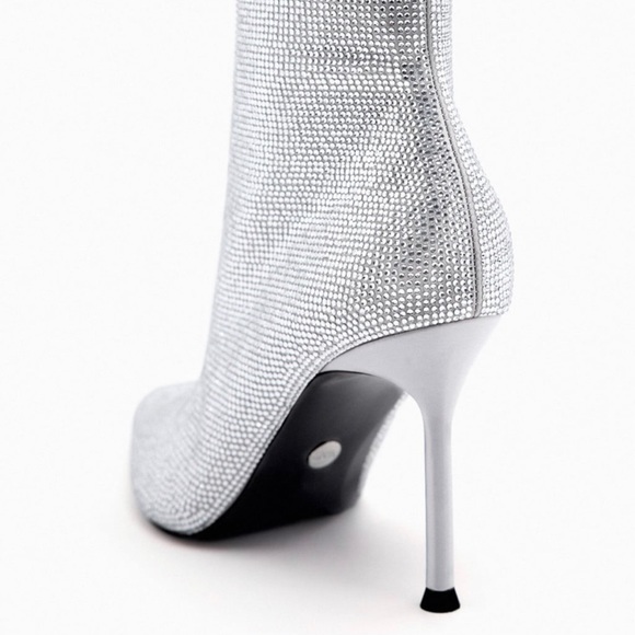 Zara Sparkly High Heel Ankle Boots - Picture 8 of 11
